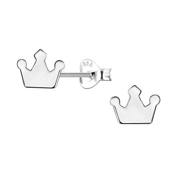 Silver Crown Stud Earrings - 24455 Silver Crown Stud Earrings - 24455