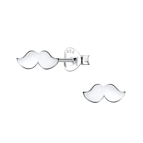 Silver Moustache Stud Earrings - 24469 Silver Moustache Stud Earrings - 24469