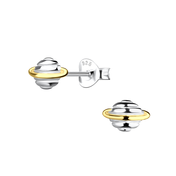 Silver Saturn Stud Earrings - 24507