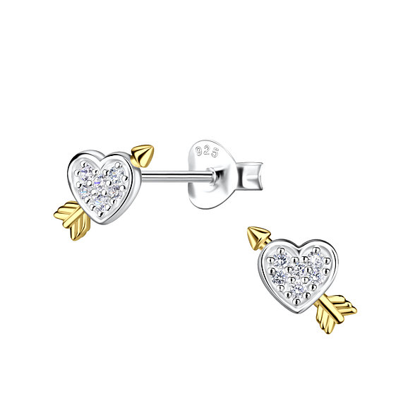 Silver Heart Stud Earrings - 24525