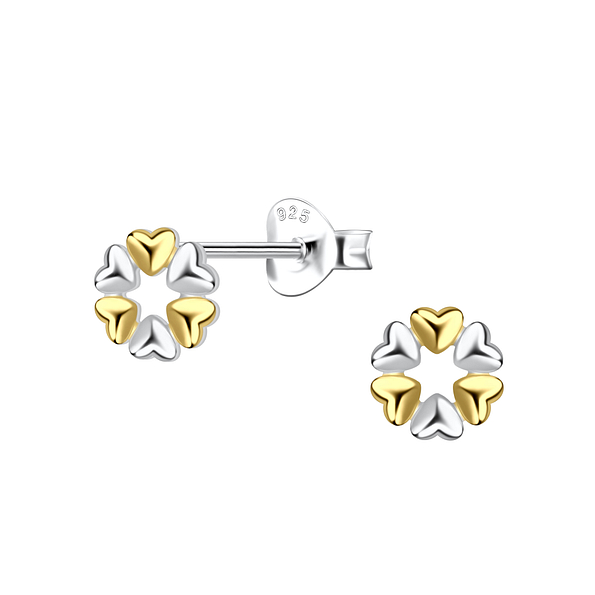 Silver Hearts Stud Earrings - 24529