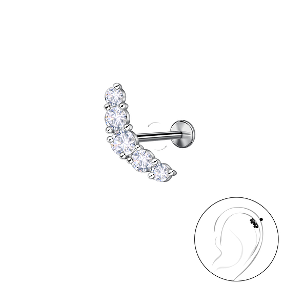 Silver Geometric with Titanium Labret - 23989