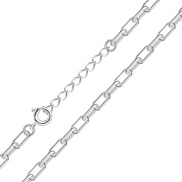 45mm Silver Cable Hammered Square Chain with Extension - 24446