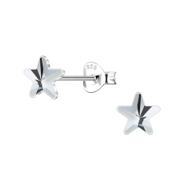 5mm Star Glass Silver Stud Earrings - 24736