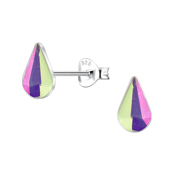 Wholesale 5x8mm Teardrop Glass Silver Stud Earrings 