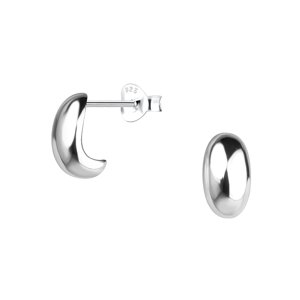 Silver Half Hoop Stud Earrings - 24939 Silver Half Hoop Stud Earrings - 24939