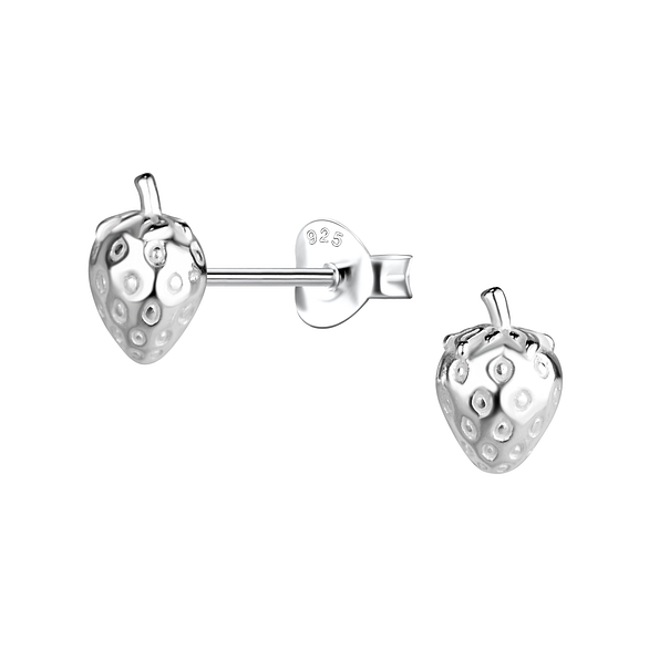 Silver Strawberry Stud Earrings - 24640