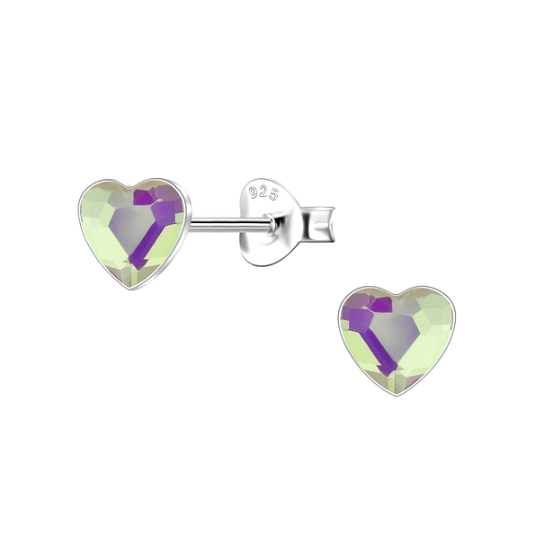 Wholesale 6mm Heart Crystal Silver Stud Earrings
