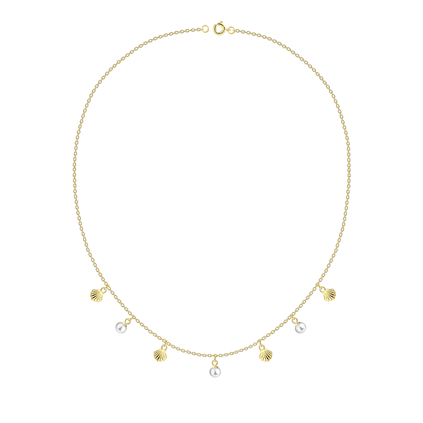 Silver Shell Necklace with 4mm Freshwater Pearl - 25143