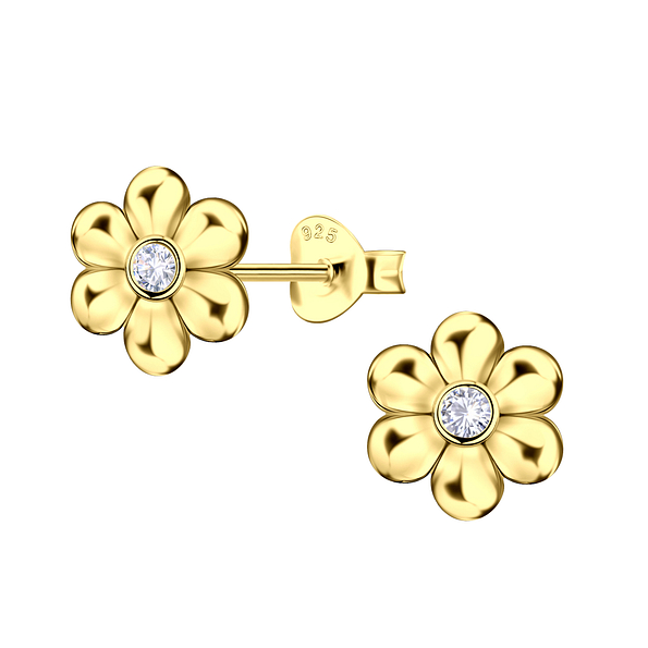 Silver Flower Stud Earrings - 23521