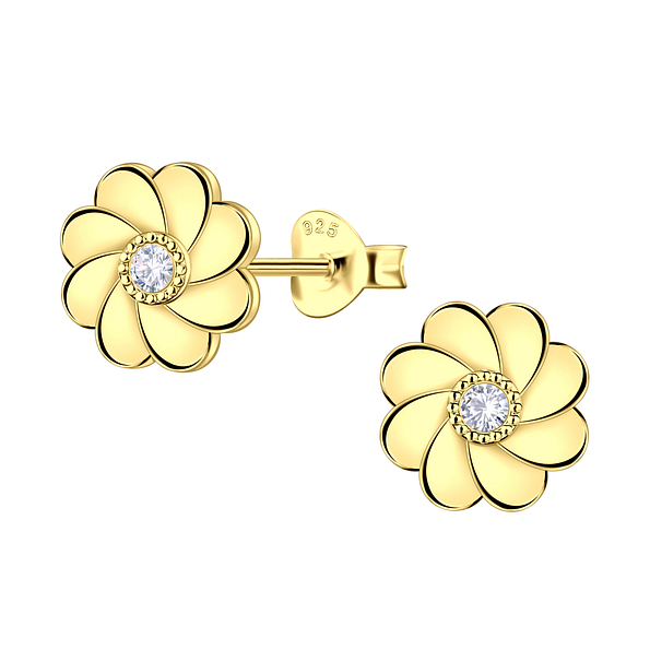 Silver Flower Stud Earrings - 23523