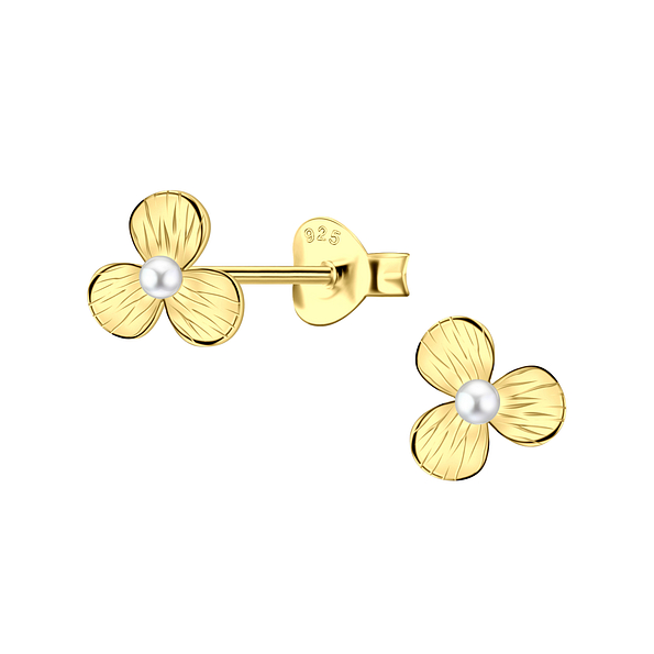 Silver Flower Stud Earrings - 23525