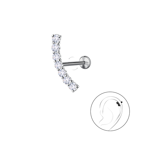Silver Curved with Titanium Labret - 25422