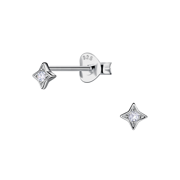 Silver Star Stud Earrings - Wholesale - 24061
