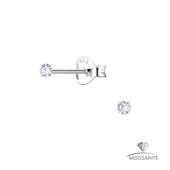 2mm Round Moissanite Silver Stud Earrings - Wholesale - 25774 2mm Round Moissanite Silver Stud Earrings - Wholesale - 25774