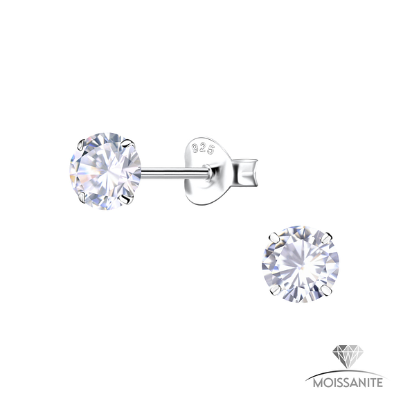 5mm Round Moissanite Silver Stud Earrings - Wholesale - 25776