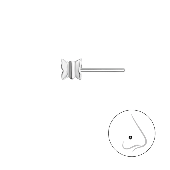 Silver Butterfly Nose Stud - 25920