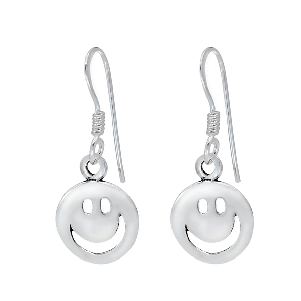 Silver Smiley Face Earrings - 1363