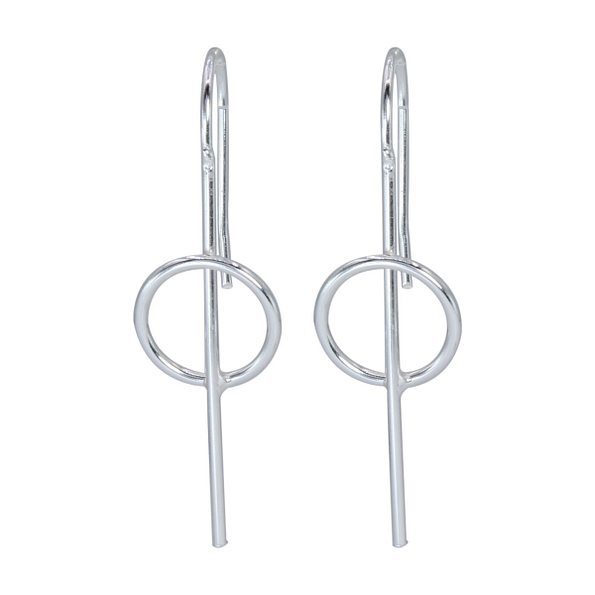 Silver Thread Through Geometric Earrings - 1418