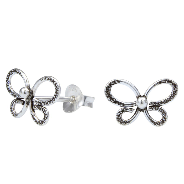 Silver Butterfly Stud Earrings - 1026