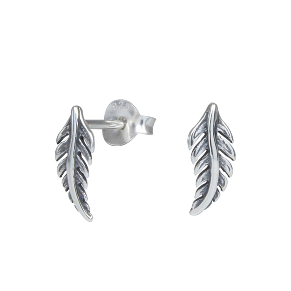 Silver Leaf Stud Earrings - 1205