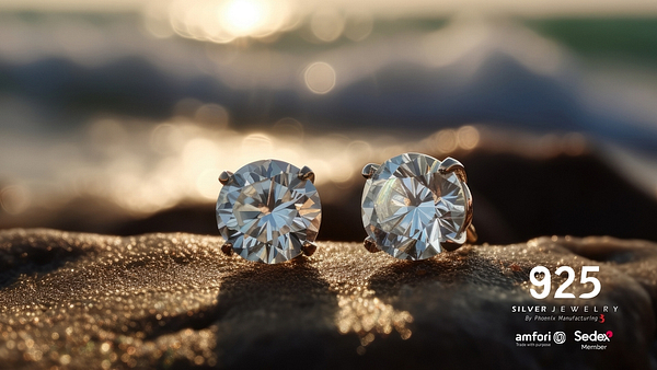 Wholesale cz ear studs - 925 silver jewelry