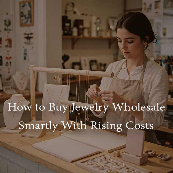 An illustration of a small silver jewelry business owner holding products manufactured in Thailand by 925silverjewelry.com