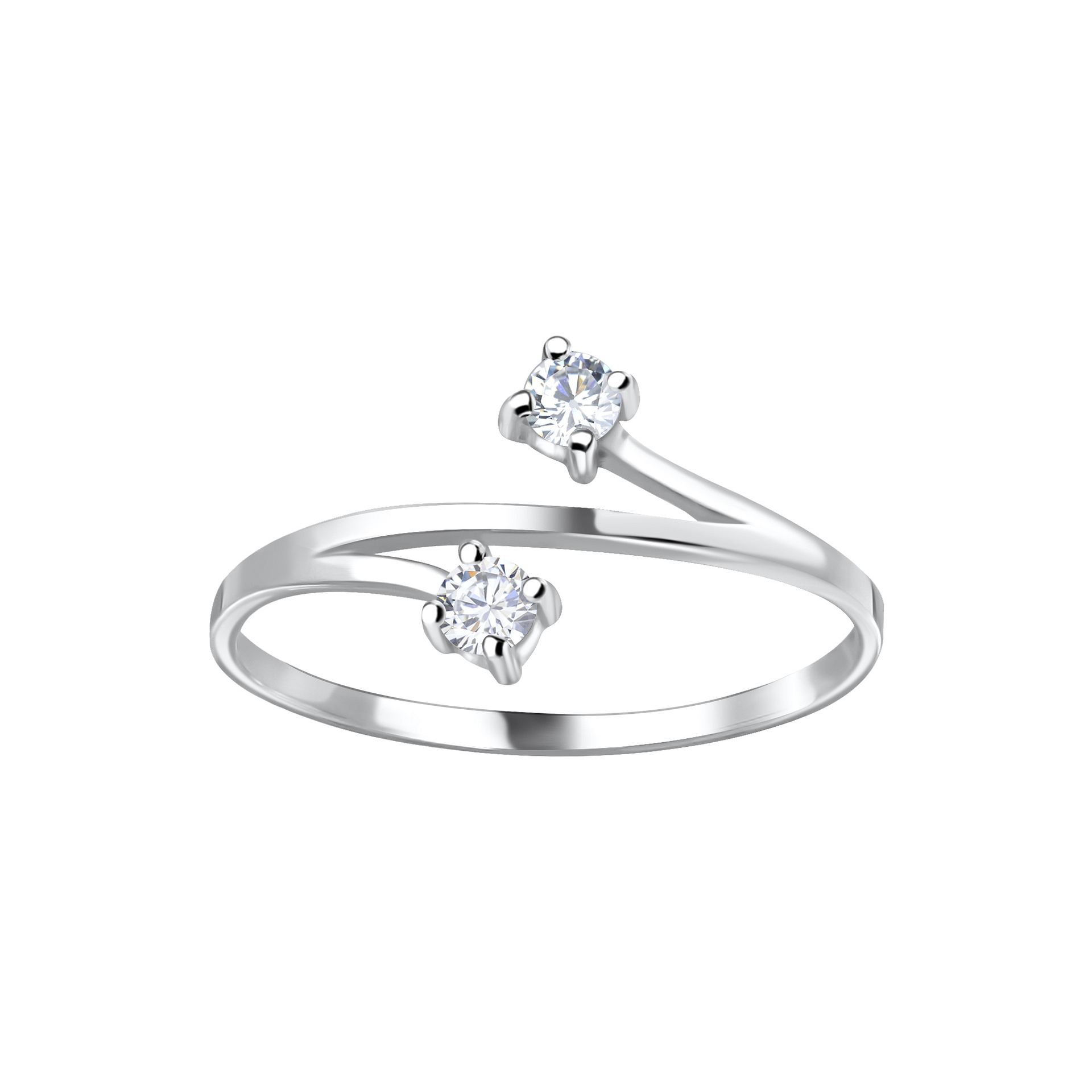 Two Silver Rings Images 925 Silver Jewelry | Silver Two Stone Silver Ring - 4062