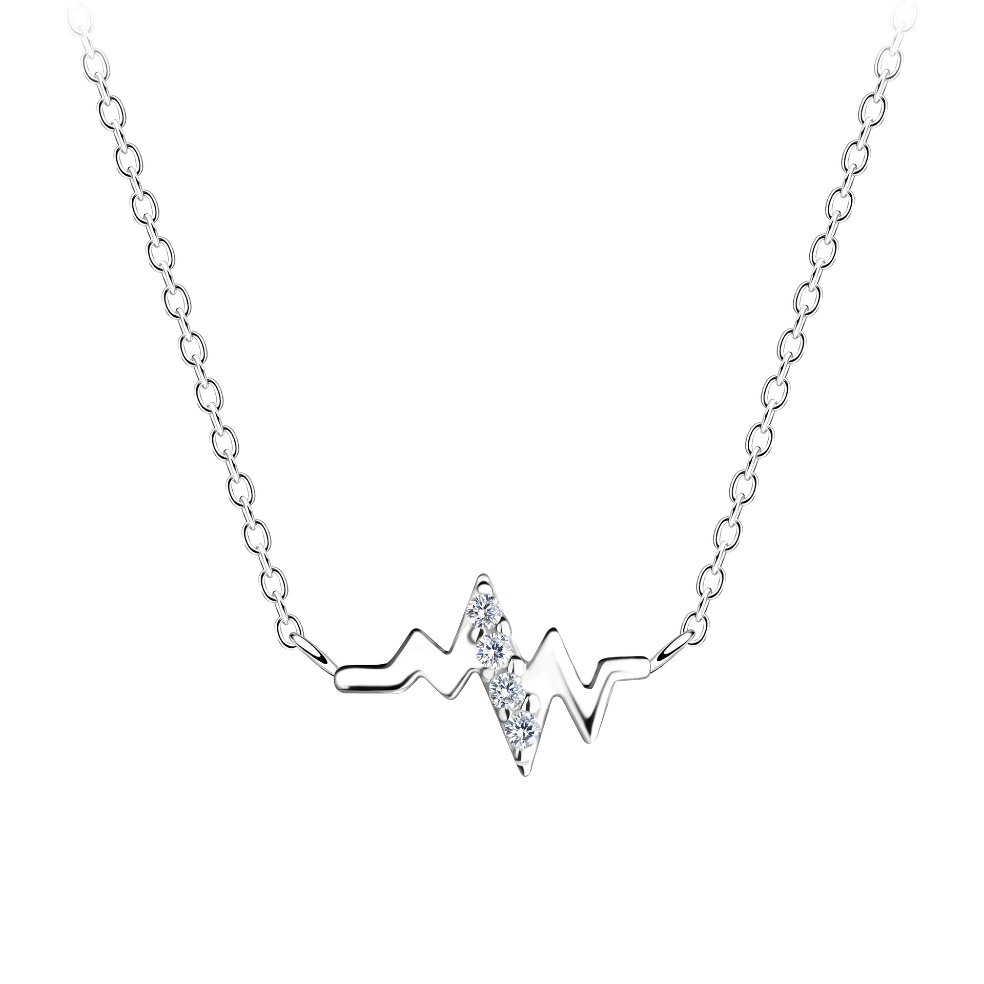 925 Silver Jewelry | Silver Heartbeat Necklace - 11353