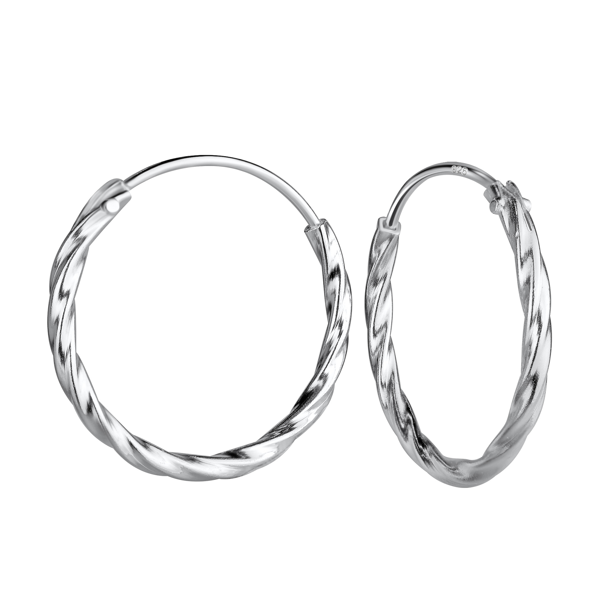 925 Silver Jewelry | 19mm Silver Twisted Hoop Earrings - 21689
