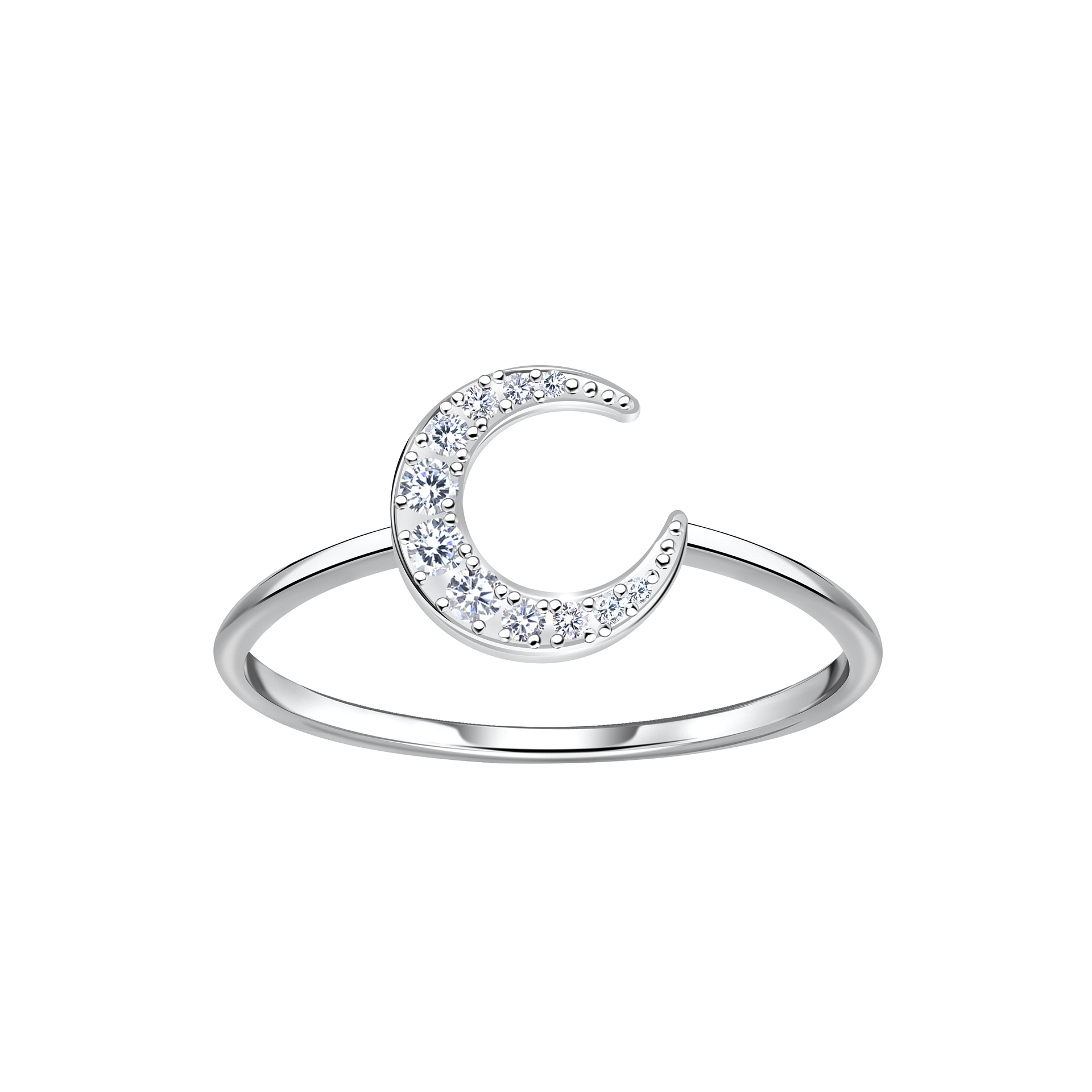 Silver Moon Rings 925 Silver Jewelry | Silver Crescent Moon Ring - 23298