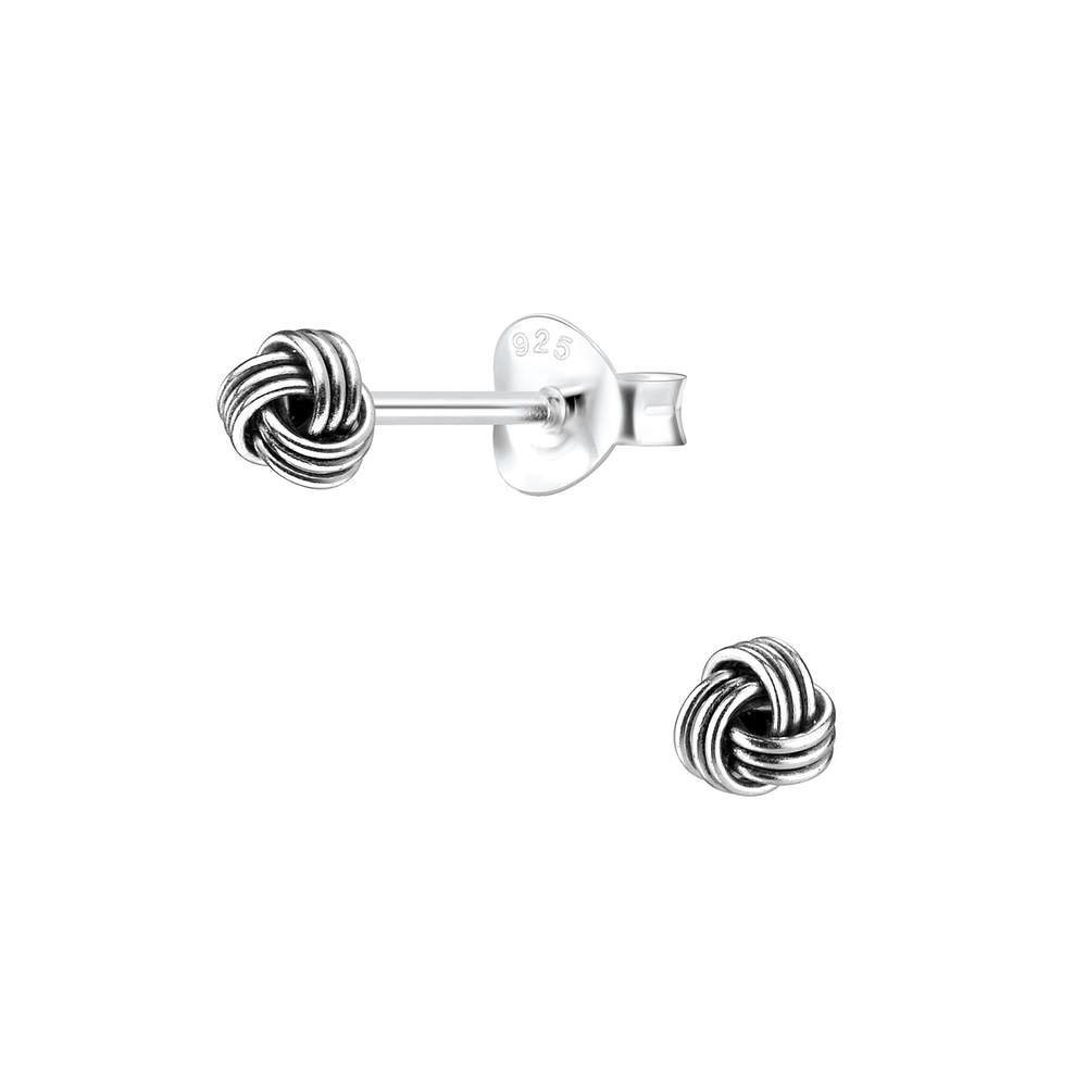 Sterling Silver 4mm Knot Earring Studs