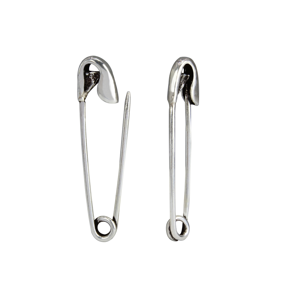 Silver Safety Pin Earrings