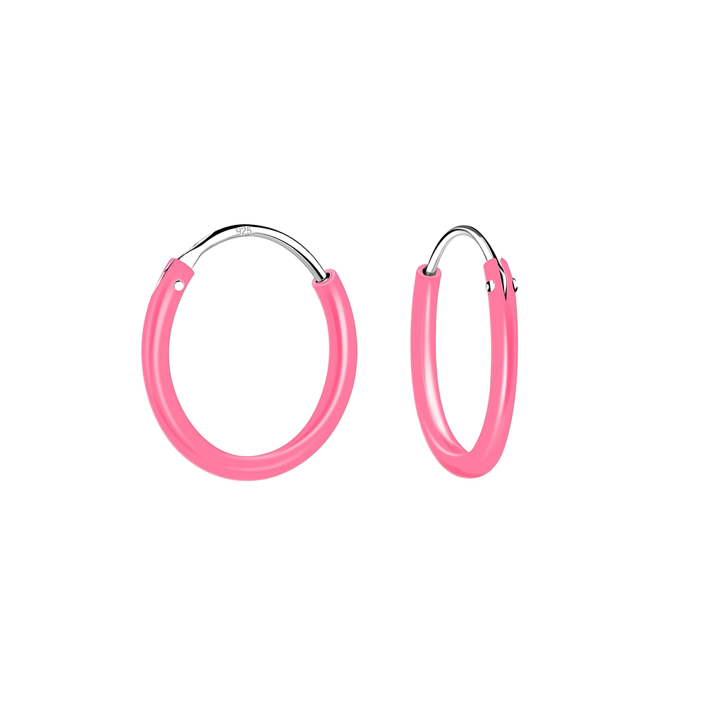 925 Silver Jewelry | Silver Light Pink Hoop Earrings - 1861