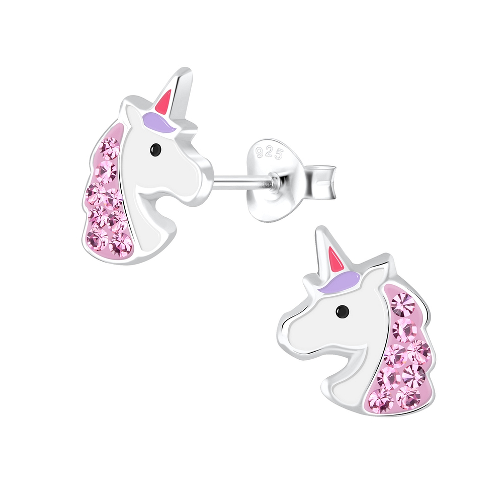 925 Silver Jewelry | Silver Unicorn Stud Earrings - 2494