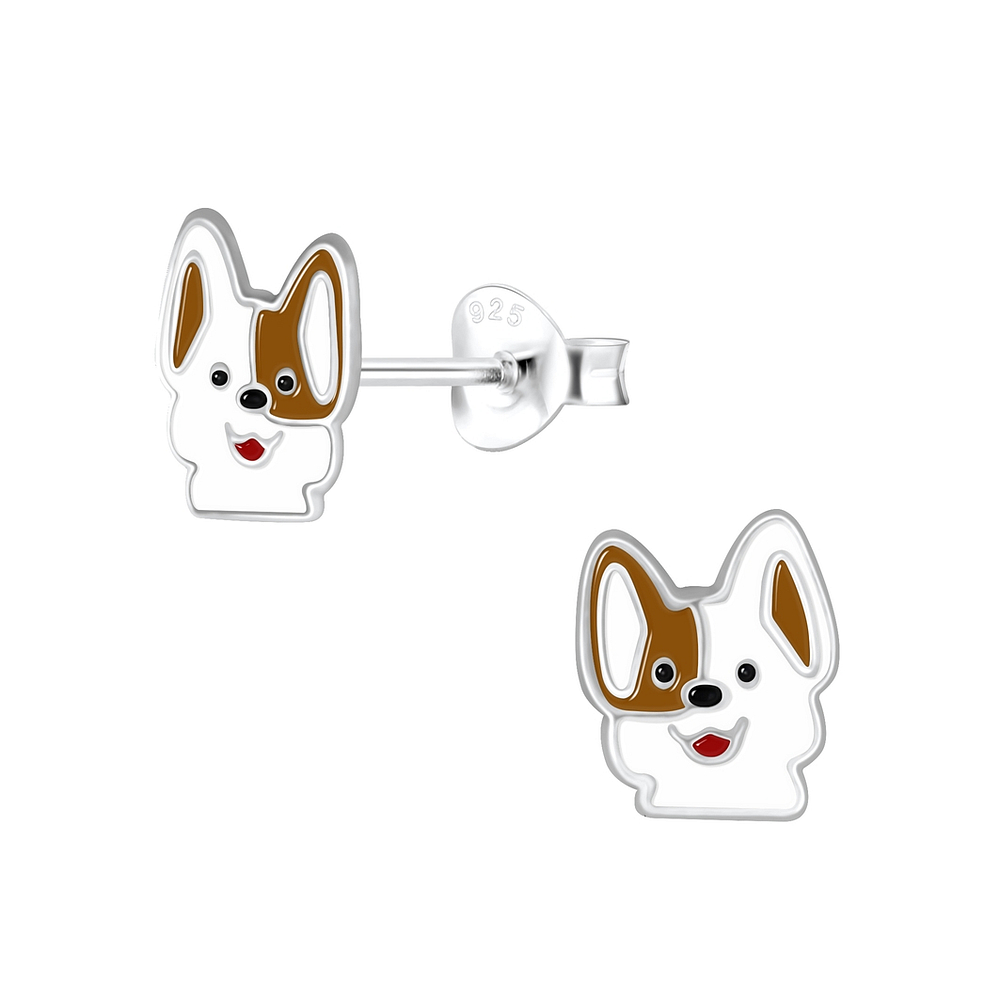 925 Silver Jewelry | Silver Dog Stud Earrings - 4162