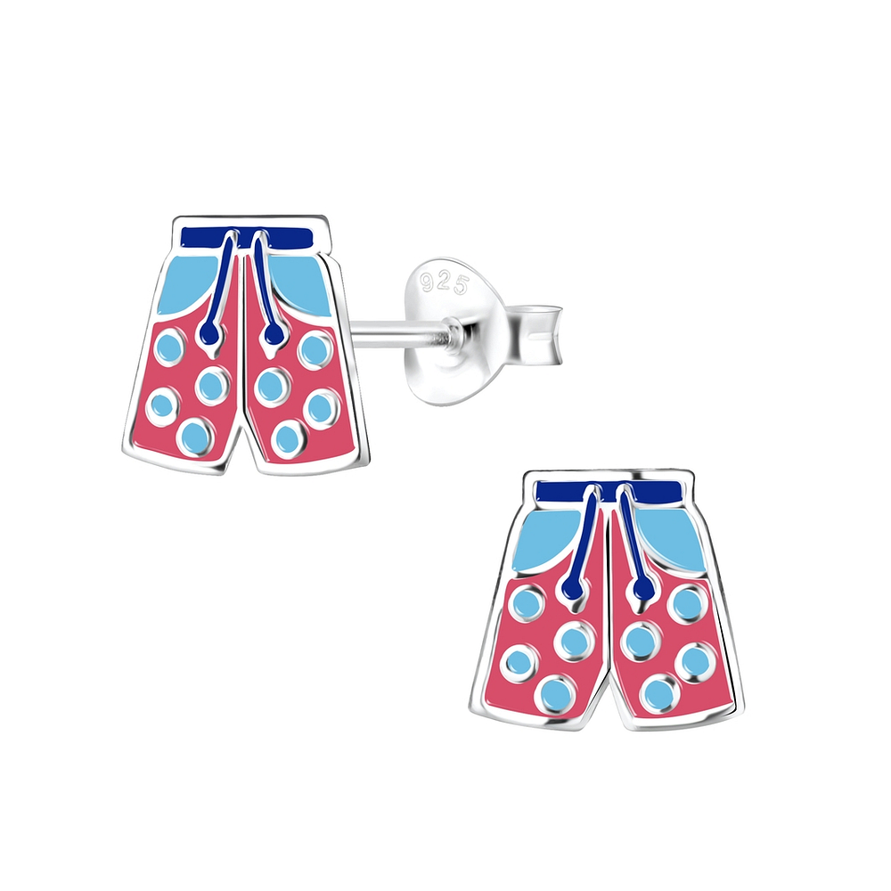 925 Silver Jewelry Silver Swim Trunks Stud Earrings 8056