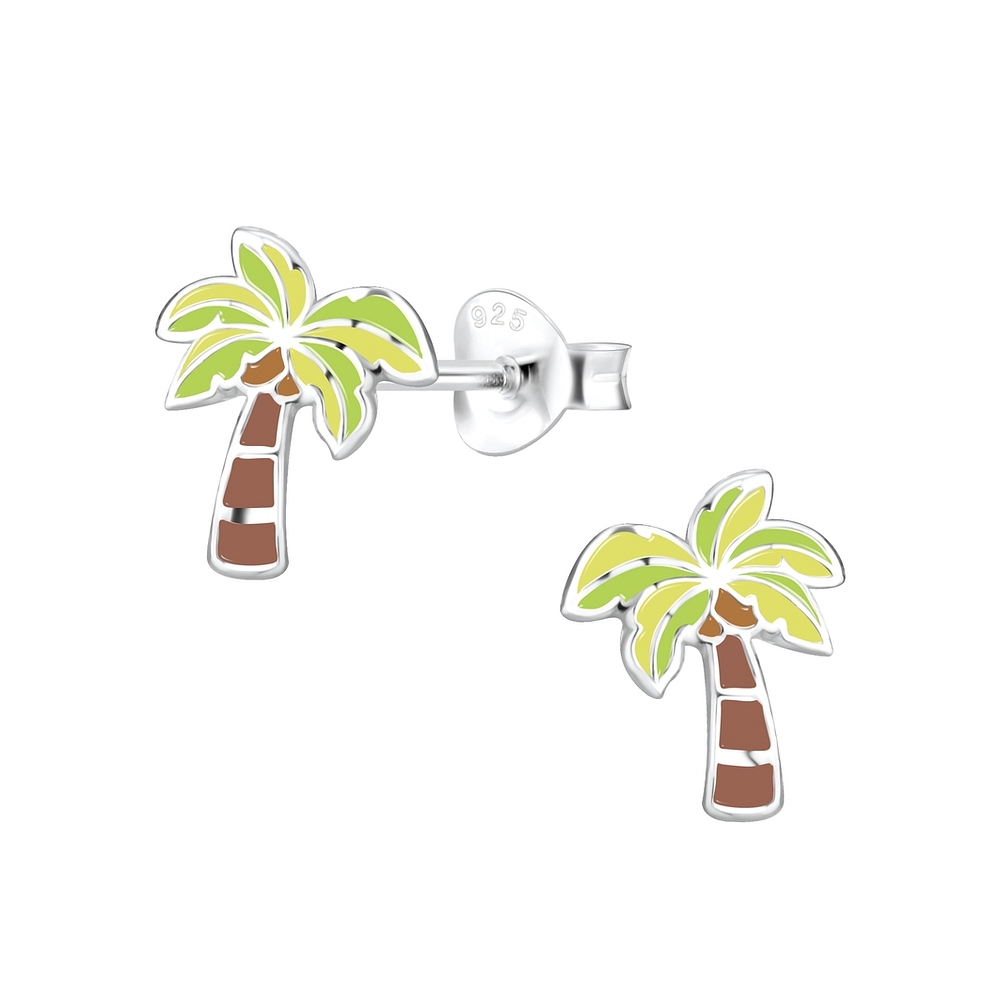 925 Silver Jewelry | Silver Coconut Tree Stud Earrings - 9843