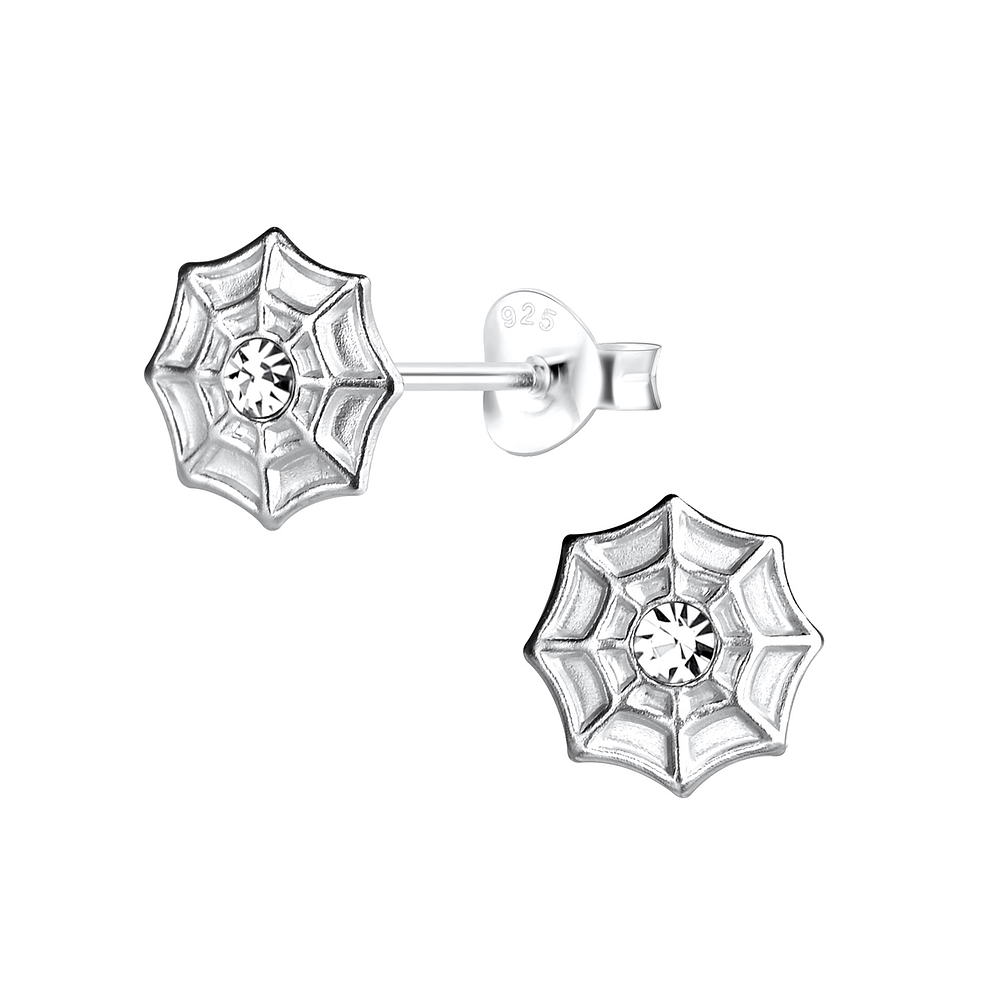 Wholesale Silver Spider Web Stud Earrings