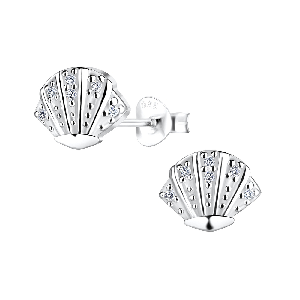 925 Silver Jewelry Silver Shell Stud Earrings 17204