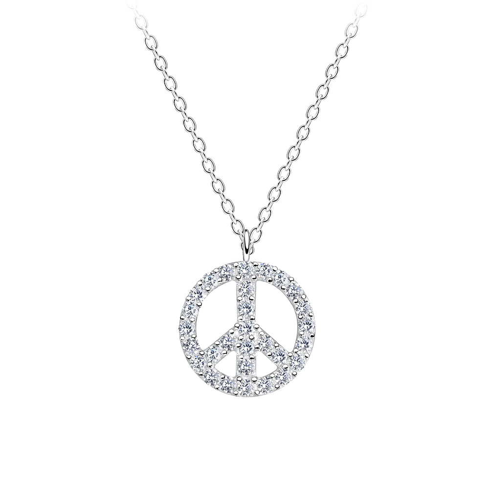 Silver peace deals sign necklace