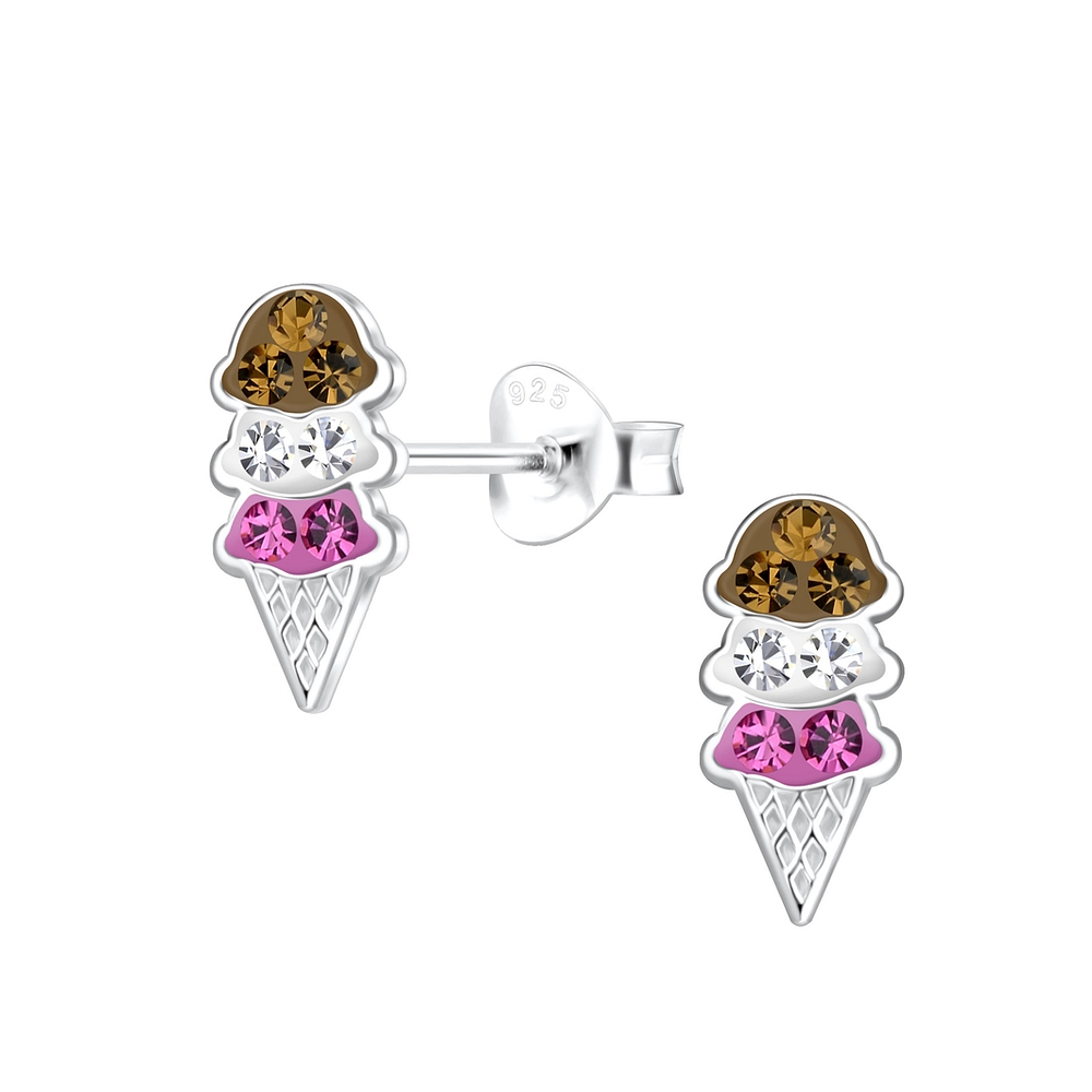 925 Silver Jewelry Silver Ice Cream Stud Earrings 17857