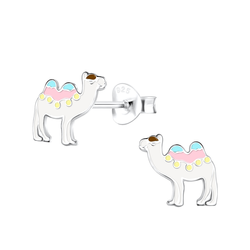 Llama Stud Earrings Enamel and Sterling Silver Childrens Llama Stud Earrings Enamel and Sterling Silver Childrens