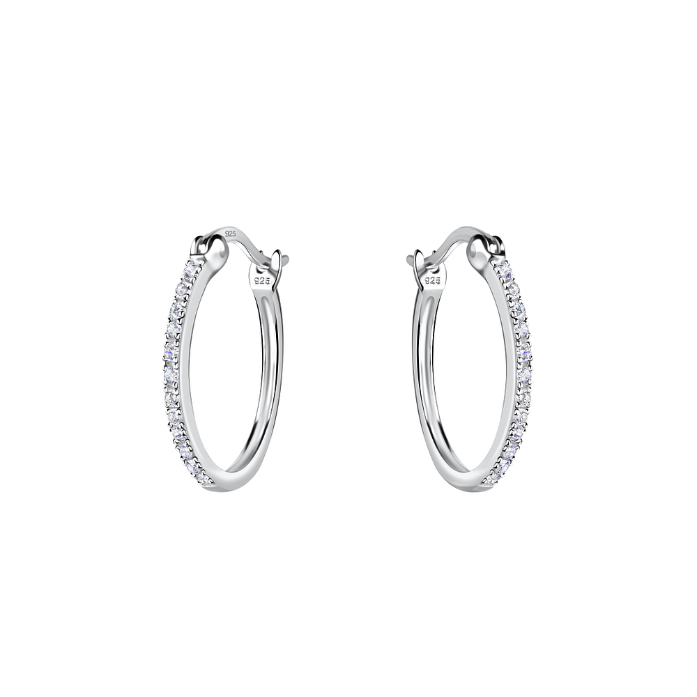 925 Silver Jewelry Silver French Lock Hoop Earrings 18224