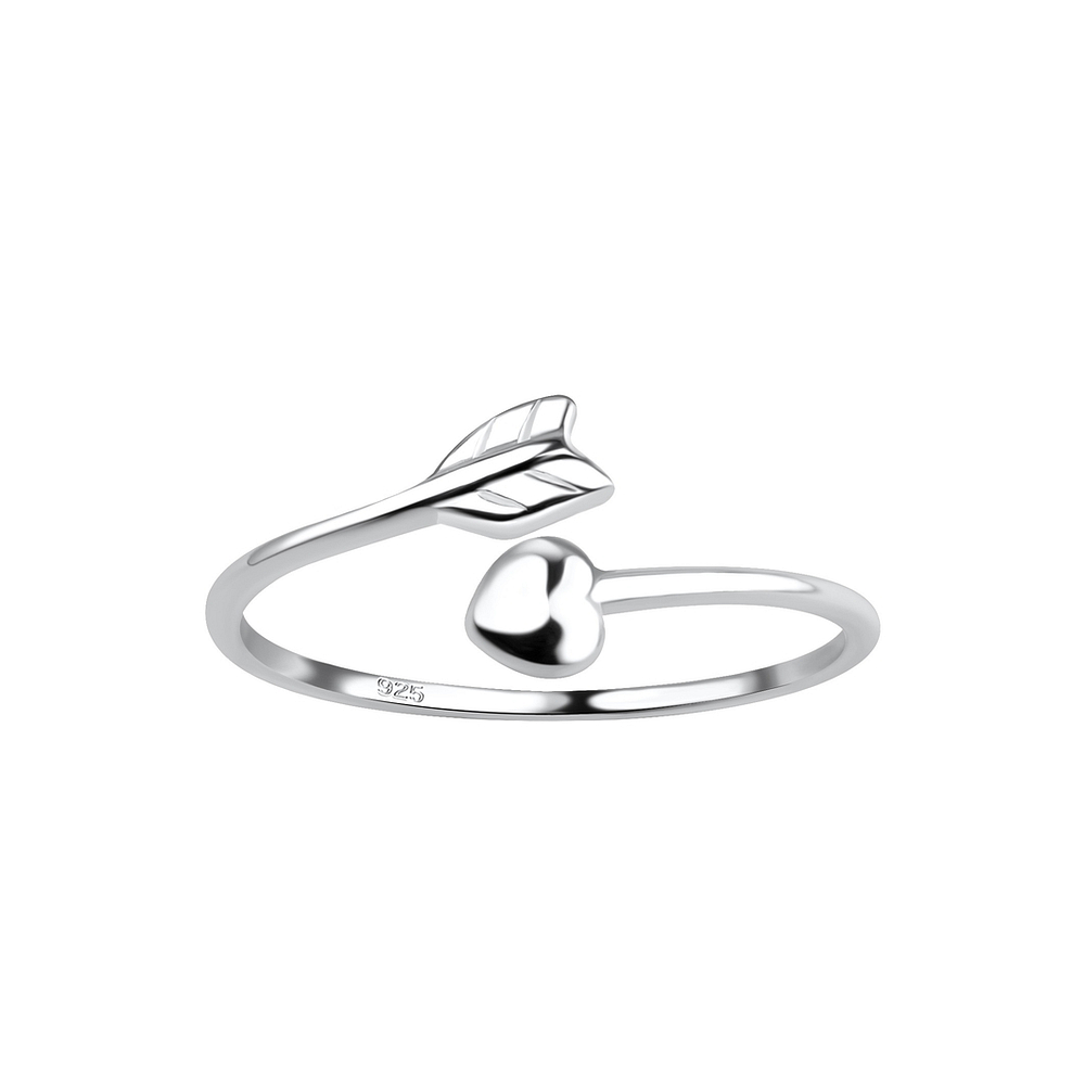 925 Silver Jewelry | Silver Heart Arrow Ring - 18401