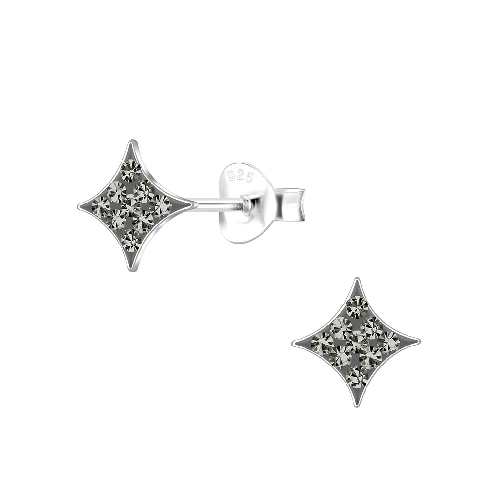 925 Silver Jewelry Silver Diamond Shaped Stud Earrings 19104