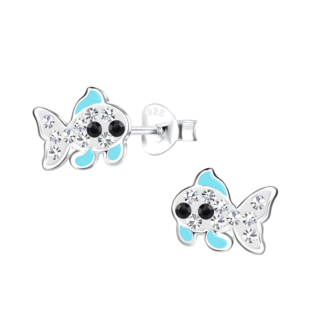 925 Silver Jewelry | Silver Fish Stud Earrings - 19372