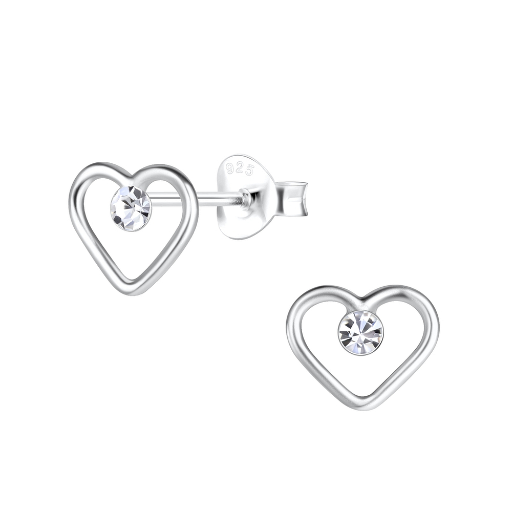 925 Sterling Silver Zircon Heart Stud Earrings main image 0