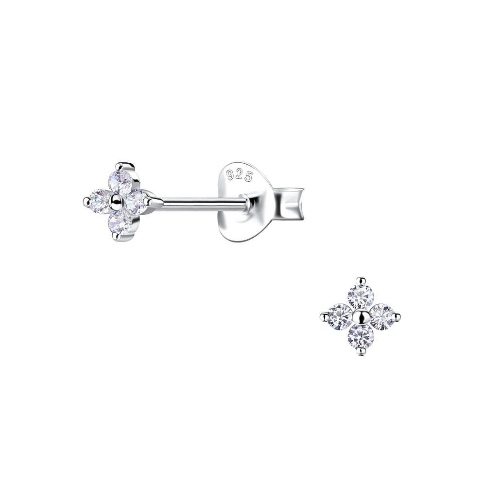 925 Silver Jewelry  Silver Flower Stud Earrings - 20634