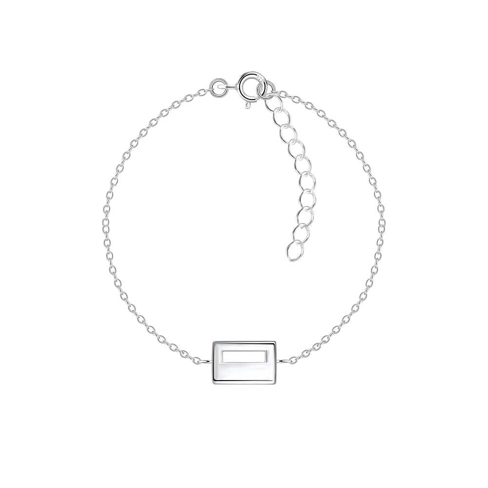925 Silver Jewelry | Silver Rectangle Bracelet - 23874